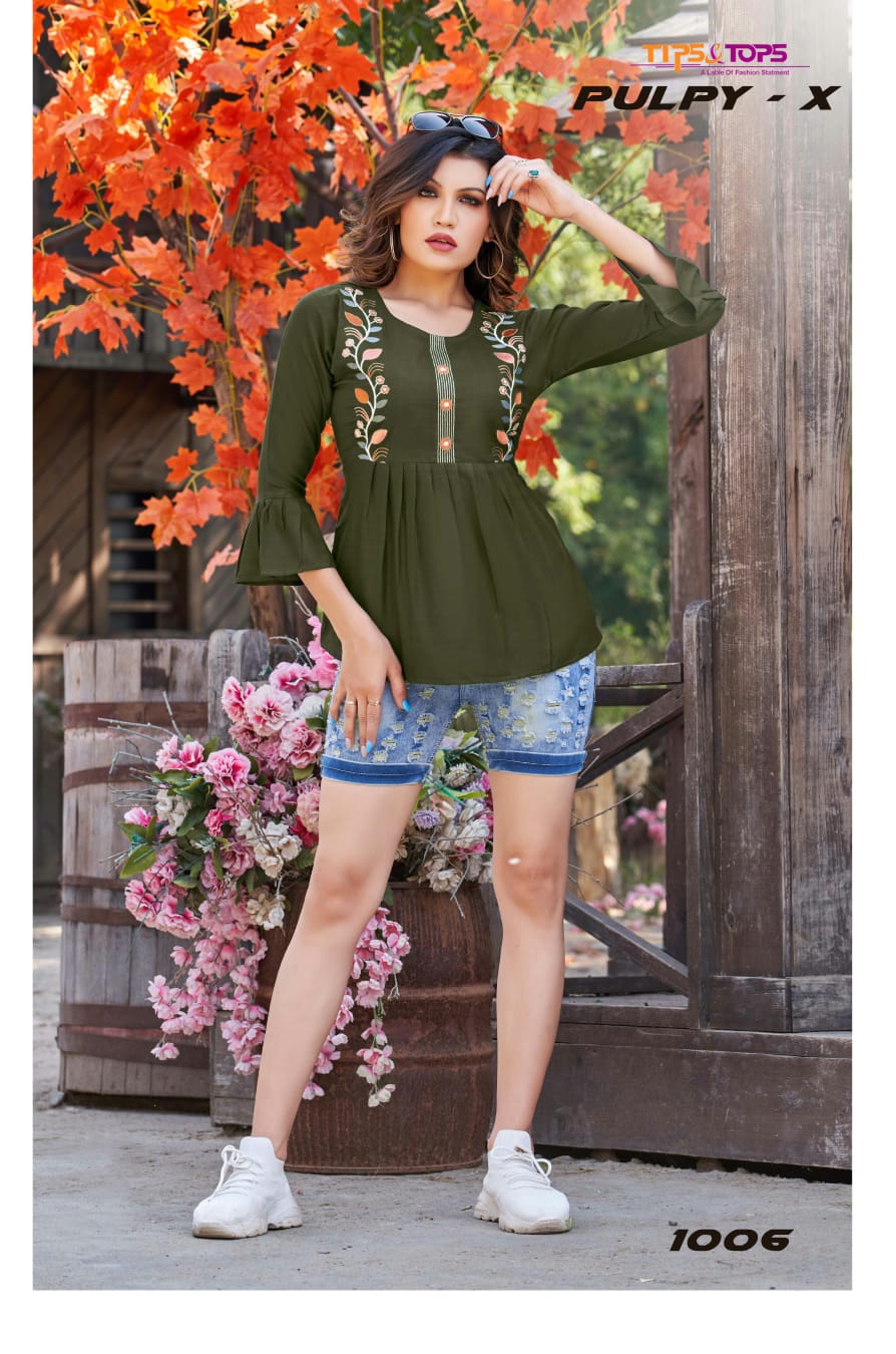 Tips And Tops Pulpy 10 Fancy Designer Wear Wholesale Ladies Top 